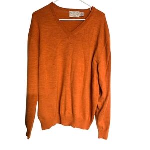 Jacob Miller Shirtmaker Merino Wool Burnt Orange Mens Sweater Sz Medium